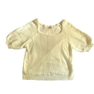 Skies Are Blue White Knit Short Sleeve Sweater Large